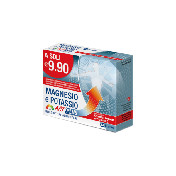 Magnesio e potassio act plus integratore alimentare 14 bustine